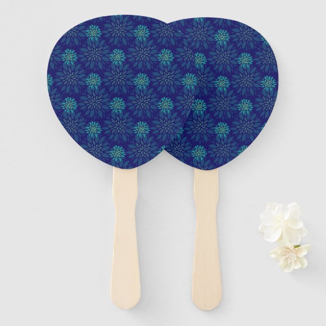 Abanico de mano con estampado floral (Anverso y reverso)