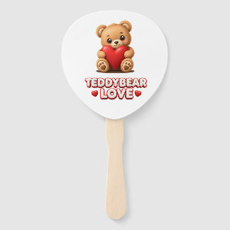 Abanico de mano de amor de osito de peluche