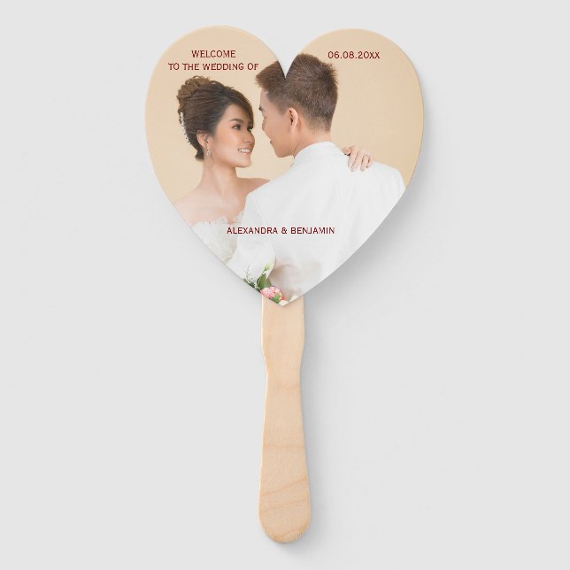 Abanico de mano de bienvenida de boda con foto per (Anverso)
