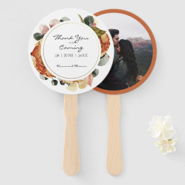 Abanico de mano de boda floral rústica de acuarela