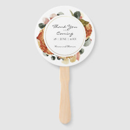Abanico de mano de boda floral rústica de acuarela