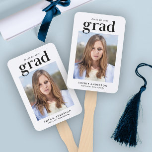 Abanico de mano de graduación con foto en serigraf