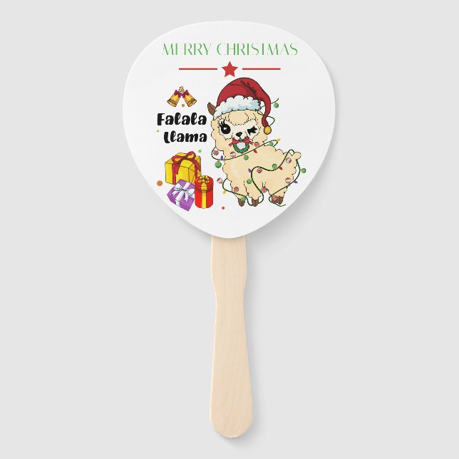 Abanico de mano de llama de Navidad (Anverso)