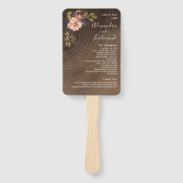 Abanico de mano de madera rústica para boda con fl