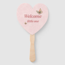 Abanico de mano de mariposa rosa Bienvenida pequeñ
