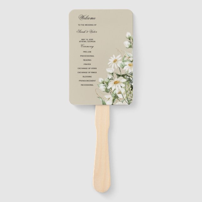 Abanico de mano de programa de boda boho de flor s (Anverso)