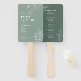 Abanico de mano de programa de ceremonia floral ve