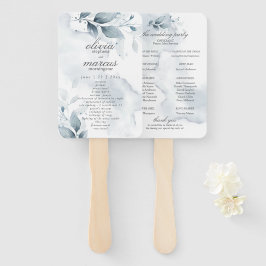 Abanico de mano de programa de follaje azul polvor