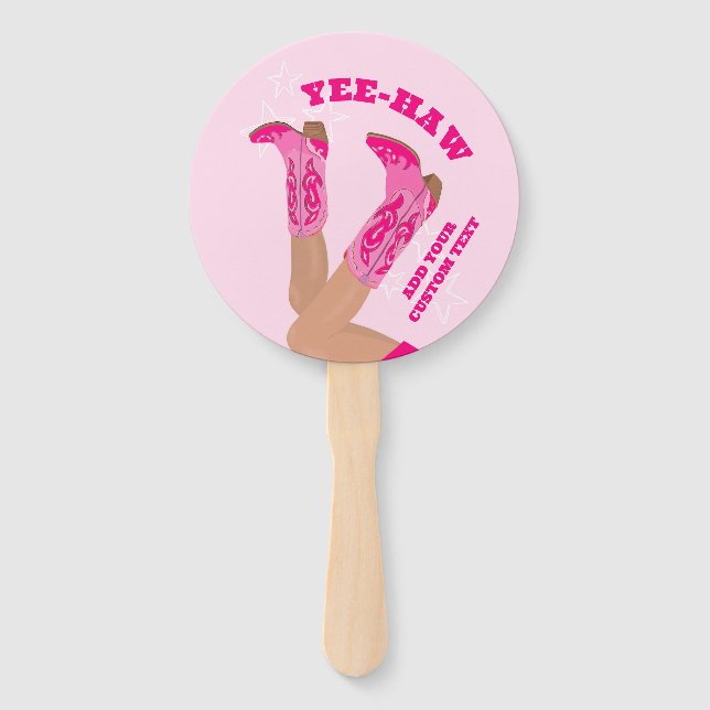 Abanico de mano de vaquera rosa (Anverso)