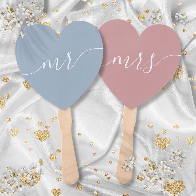 Abanico de mano del juego de boda del Sr. Sra. Nov (Mr Mrs Bride or Groom Wedding Game Hand Fan)