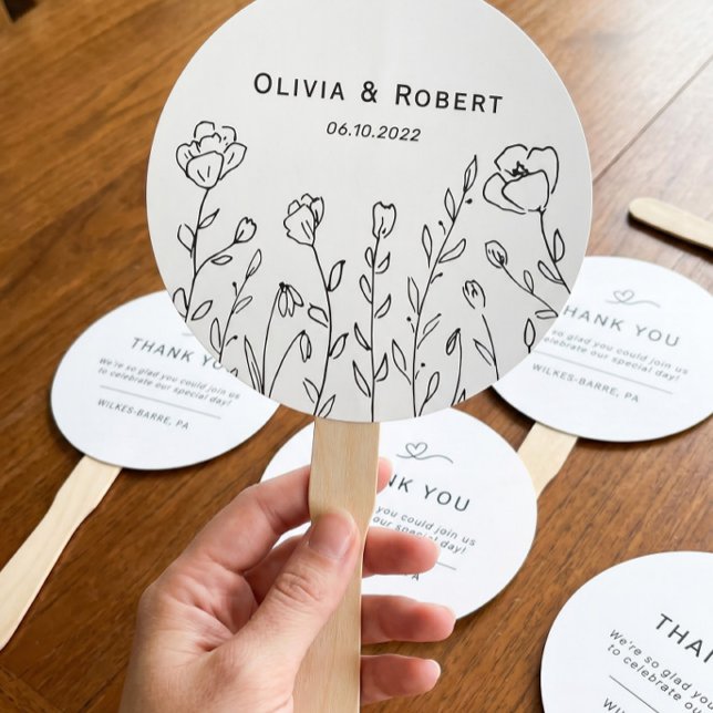 Abanico de mano para boda de flores silvestres rús (Subido por el creador)