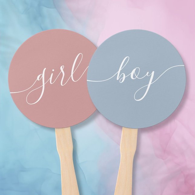 Abanico de mano para juego de shower de bebé niño  (Boy Or Girl Baby Shower Game Hand Fan)