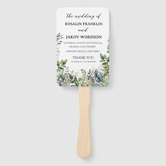 Abanico de mano para programa de boda (Anverso)
