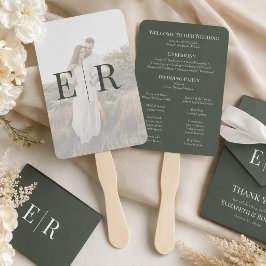 Abanico de mano para programa de boda con monogram
