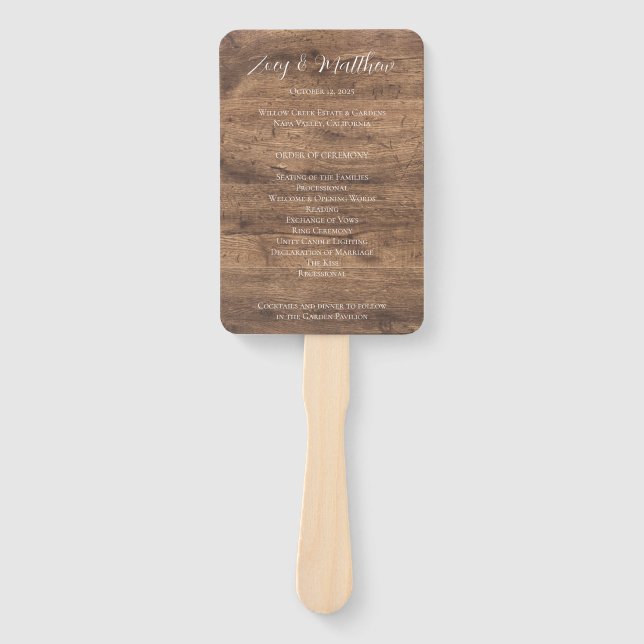 Abanico de mano para programa de boda con vegetaci (Anverso)