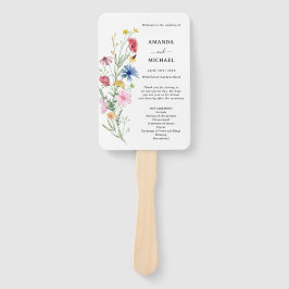Abanico de mano para programa de boda de flores si