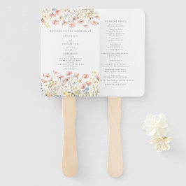 Abanico de mano para programa de boda de flores si