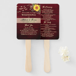 Abanico de mano para programa de boda de girasol