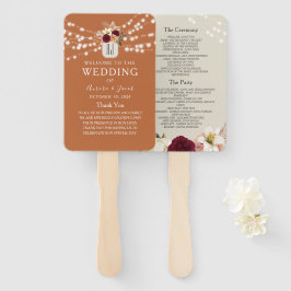 Abanico de mano para programa de boda de naranja q
