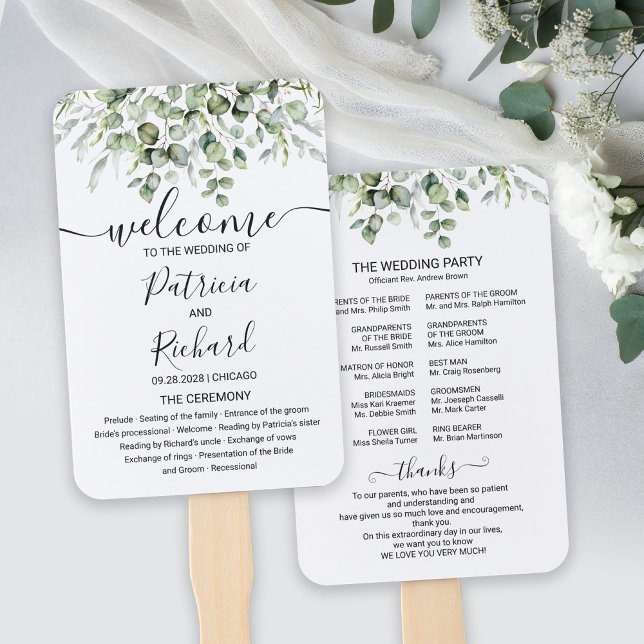 Abanico de mano para programa de boda de vegetació (Subido por el creador)