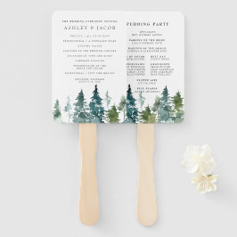 Abanico de mano para programa de boda en bosque de