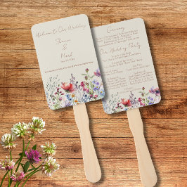 Abanico de mano para programa de boda en jardín de