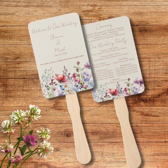 Abanico de mano para programa de boda en jardín de (Subido por el creador)