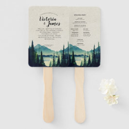 Abanico de mano para programa de boda en la montañ