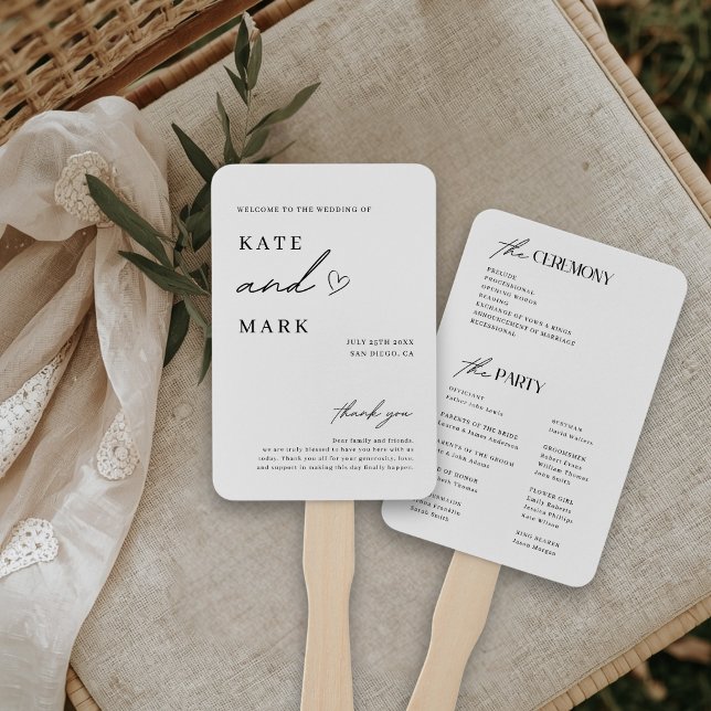 Abanico de mano para programa de boda minimalista (Subido por el creador)