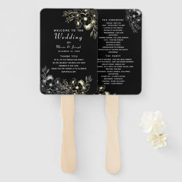 Abanico de mano para programa de boda negro