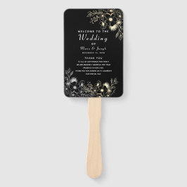 Abanico de mano para programa de boda negro