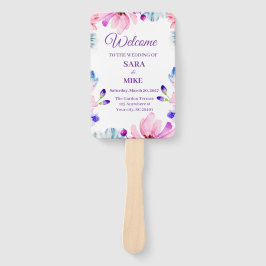 Abanico de mano personalizado con horario de boda 