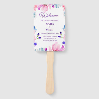 Abanico de mano personalizado con horario de boda 