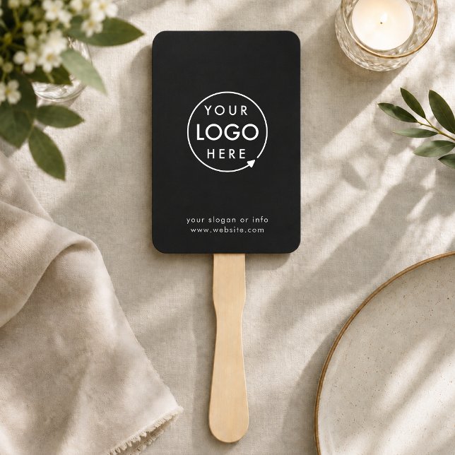 Abanico de Mano | Remos de Evento DIY Negro con Lo (Personalized paddle fans guests can use at ceremonies, galas, conferences, and warm venues)
