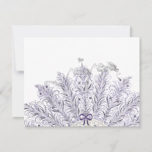Abanico de plumas vintage RSVP de bodas de pájaros