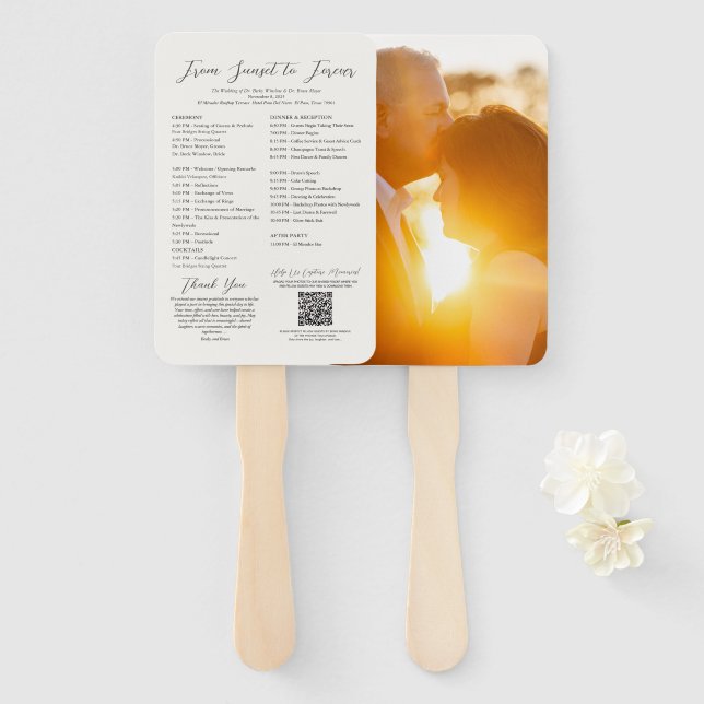 Abanico de Programa de Boda con Foto (Anverso y reverso)