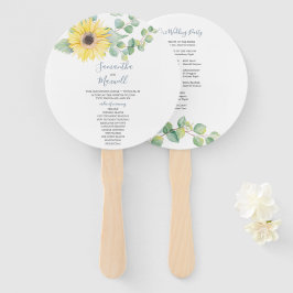 Abanico de programa de boda de acuarela con vegeta