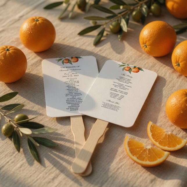 Abanico de Programa de Boda de Cítricos | Naranja  (Subido por el creador)