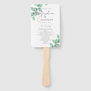 Abanico de programa de boda de eucalipto minimalis