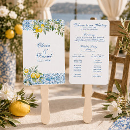 Abanico de Programa de Boda de Limón Mediterráneo