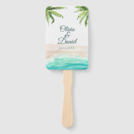 Abanico de Programa de Boda de Playa Tropical y Pa