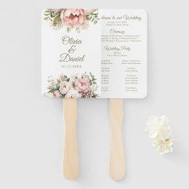 Abanico de programa de boda floral | Peonía rosa y