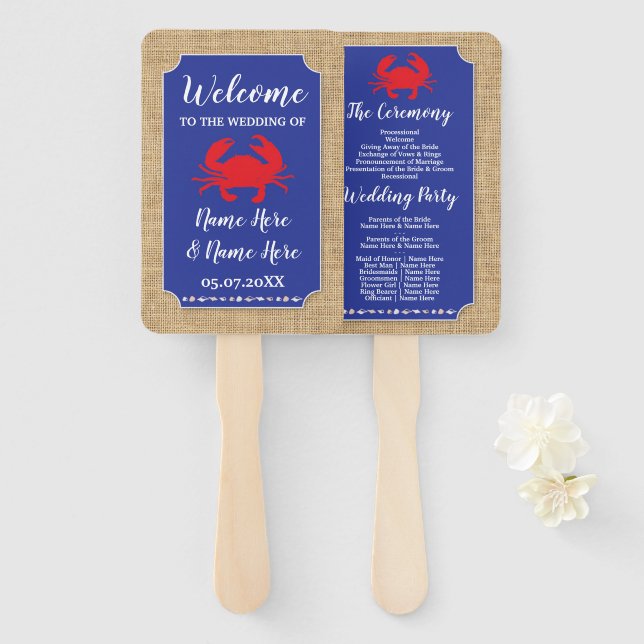 Abanico de Programa de Bodas de Playa con Hervido  (Anverso y reverso)