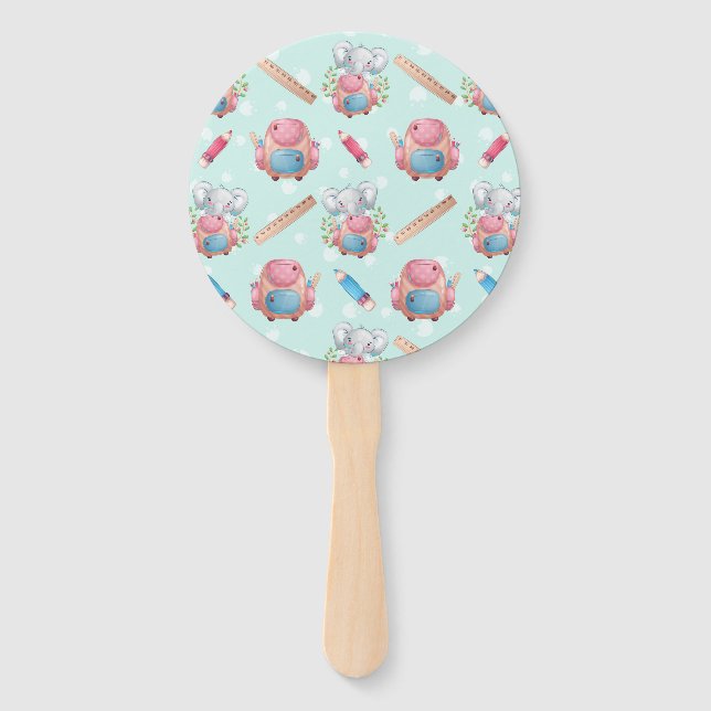 Abanico De vuelta al patrón de elefantes escolares (Anverso)