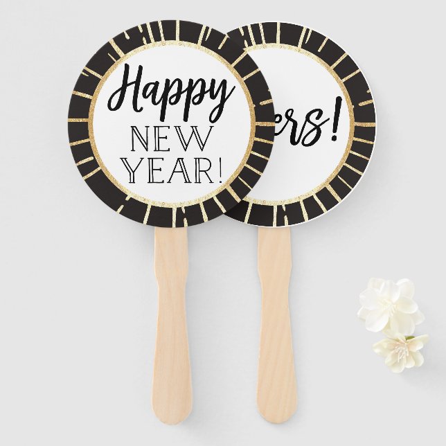 Abanico Decoraciones de New Year's Photo Booth Prop (Anverso y reverso)