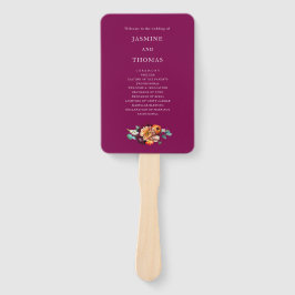 Abanico deep pink orange  Floral Wedding Ceremony Fan