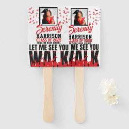 Abanico Déjame verte caminar | Foto de graduación en rojo