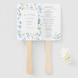Abanico Delicado Programa de Boda Floral de Color Azul Acu