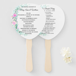 Abanico Delicate Pastel Flowers Wedding Program
