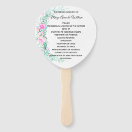 Abanico Delicate Pastel Flowers Wedding Program